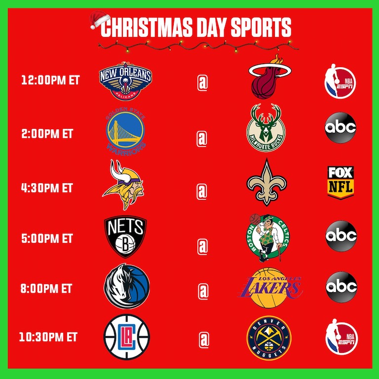 Sports On Christmas — When and Where to Watch